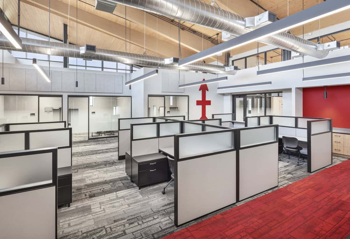 Cubicles and offices inside Appleton Readiness Center.