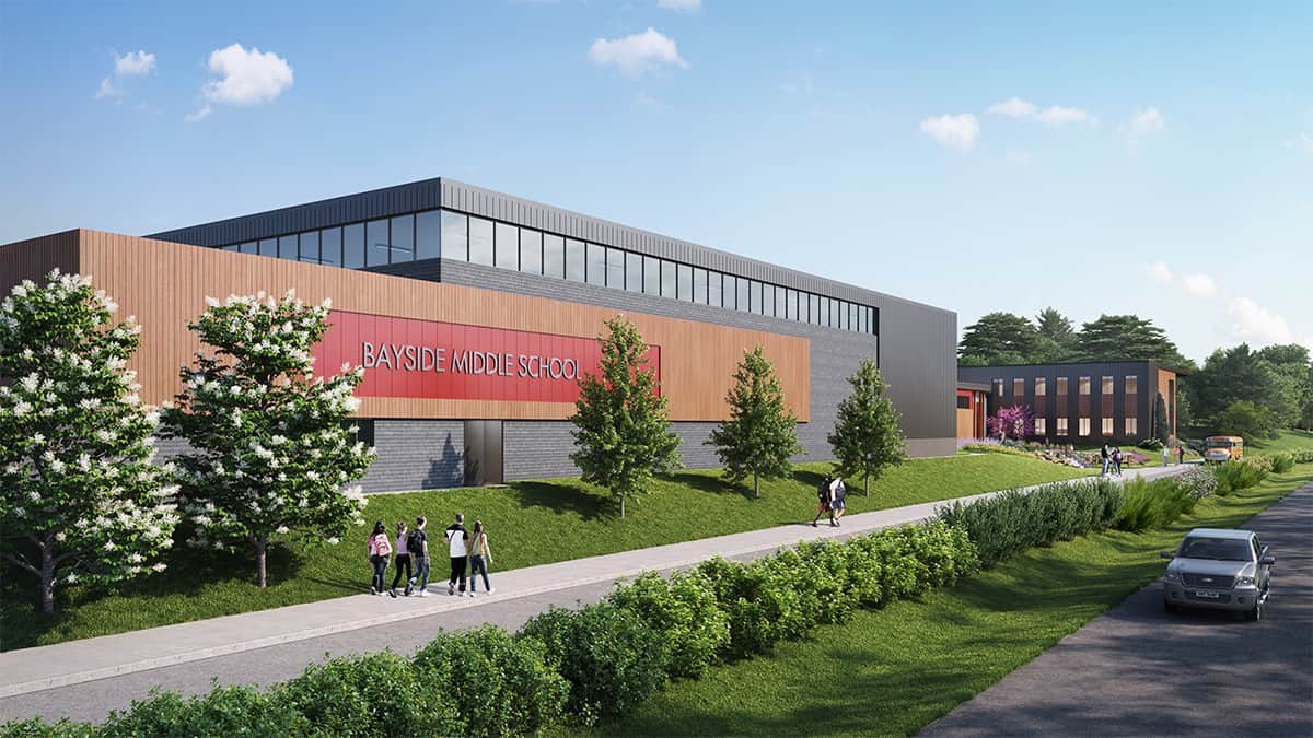 Rendering of Fox Point-Bayside School District's new Bayside Middle School (5-8)