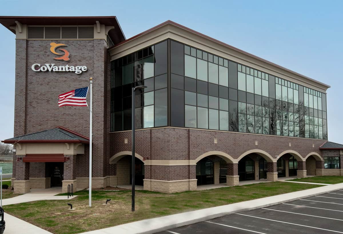 Exterior of CoVantage Credit Union building.